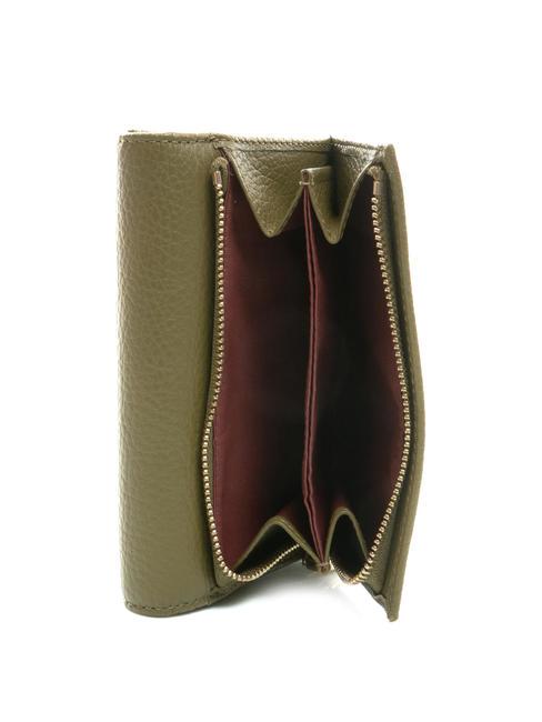 DORA Petit portefeuille en cuir textur&eacute; Loden - Portefeuilles Femme