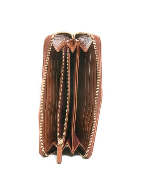DORA Grand portefeuille en cuir zipp&eacute; autour BRULE - Portefeuilles Femme