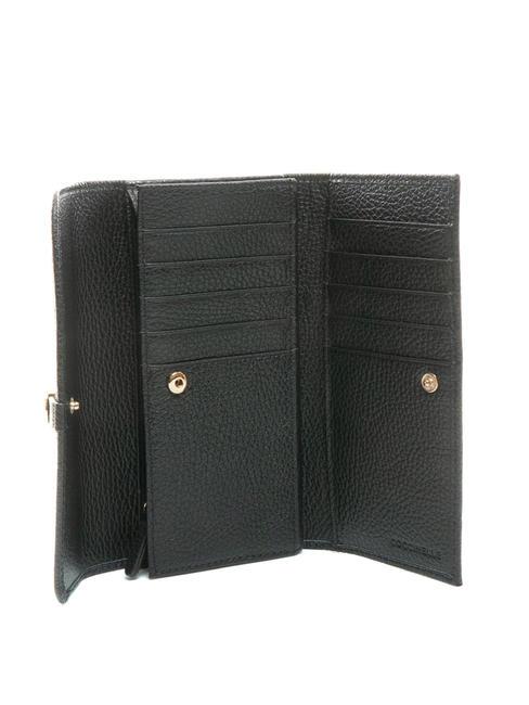 DORA Portefeuille en cuir grain&eacute; moyen Noir - Portefeuilles Femme