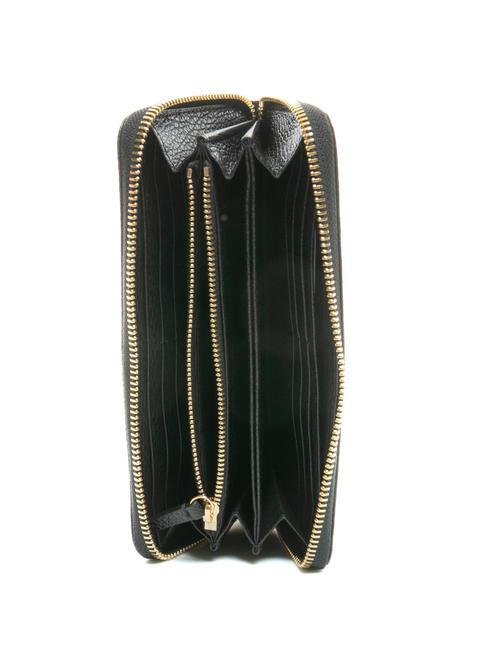 DORA Grand portefeuille en cuir zipp&eacute; autour Noir - Portefeuilles Femme