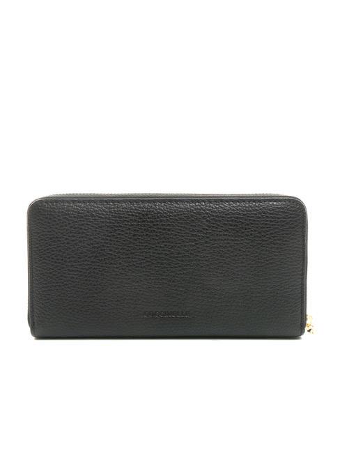DORA Grand portefeuille en cuir zipp&eacute; autour Noir - Portefeuilles Femme