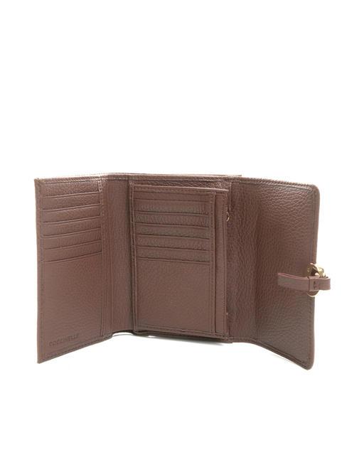 DOT Petit portefeuille en cuir textur&eacute; caroube - Portefeuilles Femme
