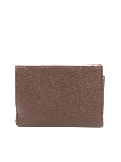 DOT Petit portefeuille en cuir textur&eacute; caroube - Portefeuilles Femme