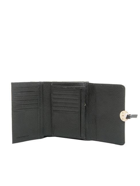 DOT Petit portefeuille en cuir textur&eacute; Noir - Portefeuilles Femme