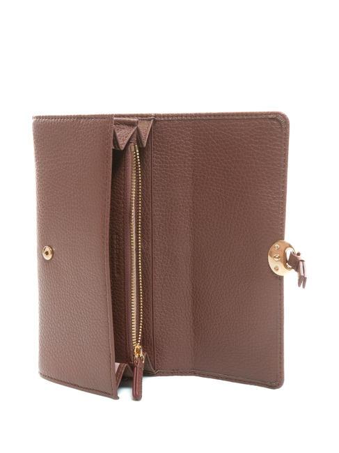 DOT Grand portefeuille en cuir textur&eacute; caroube - Portefeuilles Femme