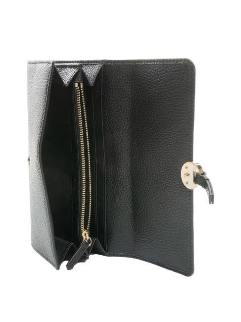 DOT Grand portefeuille en cuir textur&eacute; Noir - Portefeuilles Femme