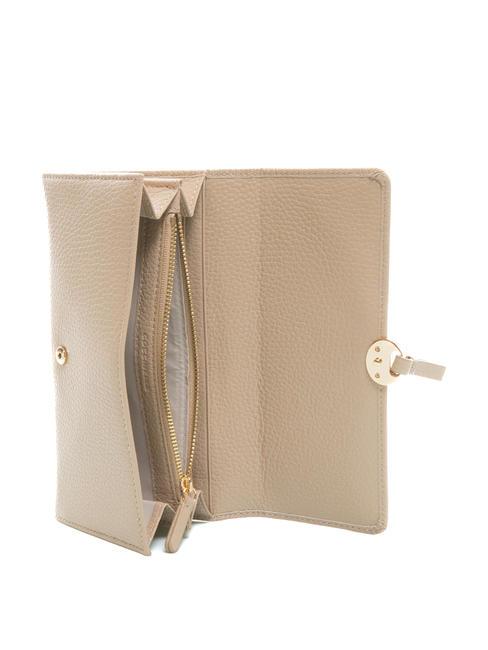 DOT Grand portefeuille en cuir textur&eacute; rose poudr&eacute; - Portefeuilles Femme