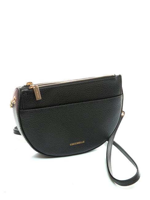 KALI Sac bandouli&egrave;re en cuir avec pochette Noir - Sacs pour Femme