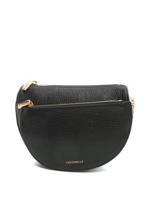 KALI Sac bandouli&egrave;re en cuir avec pochette Noir - Sacs pour Femme