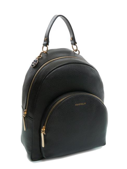 ALPHA Sac &agrave; dos en cuir textur&eacute; Noir - Sacs pour Femme