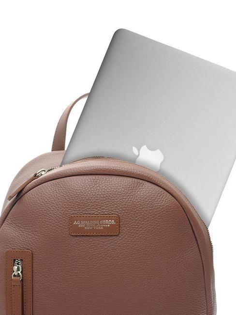 TOURIST Sac &agrave; dos PC 15", en cuir marron - Sacs &agrave; dos pour ordinateur portable
