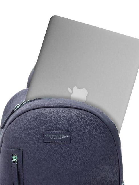 TOURIST Sac &agrave; dos PC 15", en cuir bleu - Sacs &agrave; dos pour ordinateur portable