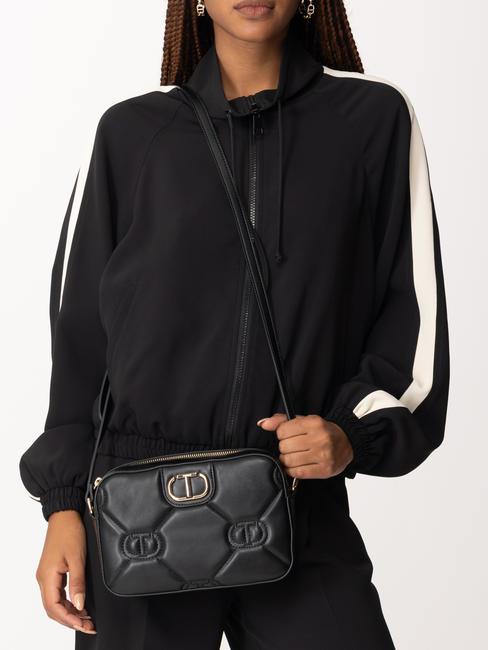 LOGO MATELASSE Petit sac bandouli&egrave;re noir - Sacs pour Femme