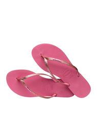 HAVAIANAS YOU GLITTER Tongs velours rose - Chaussures Femme - 3