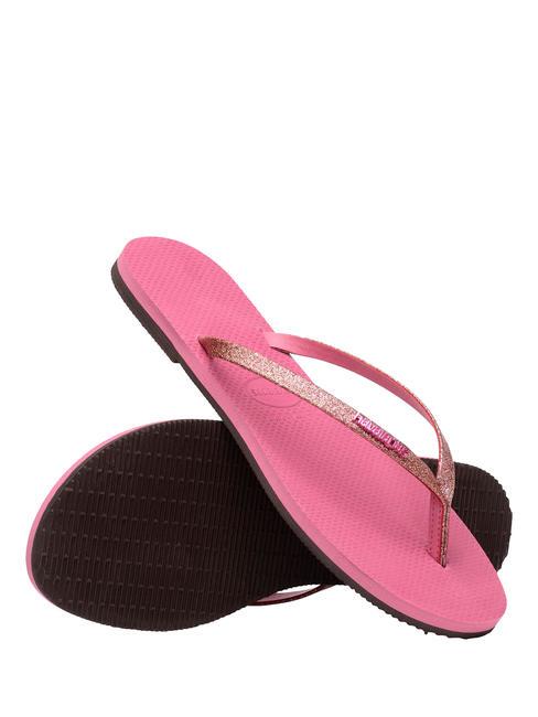 YOU GLITTER Tongs velours rose - Chaussures Femme