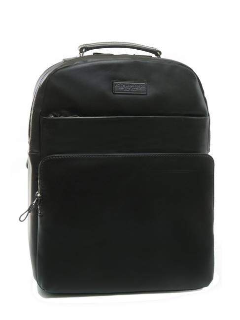 ICONIC NEW YORK Sac &agrave; dos pour ordinateur portable 15'' en cuir noir - Sacs &agrave; dos pour ordinateur portable