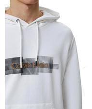 CALVIN KLEIN BOX STRIPED LOGO Sweat &agrave; capuche Blanc brillant - Pulls molletonn&eacute;s - 3