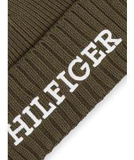 TOMMY HILFIGER MONOTYPE BEANIE Bonnet en coton et laine arm&eacute;e verte - Bonnets - 3