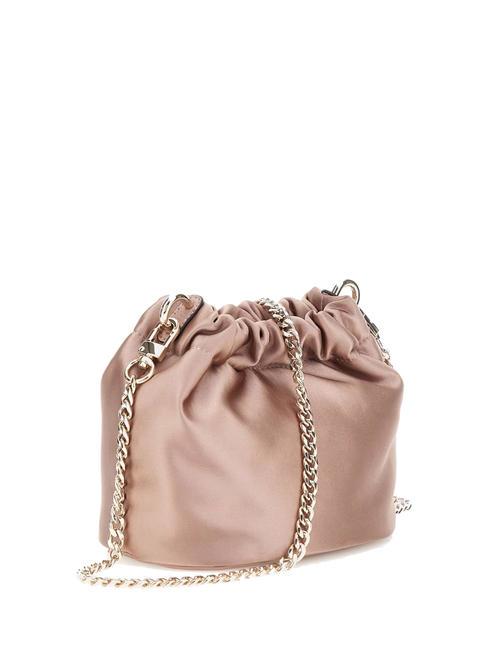 VELINA Sac seau avec bandouli&egrave;re cha&icirc;ne rose / or - Sacs pour Femme