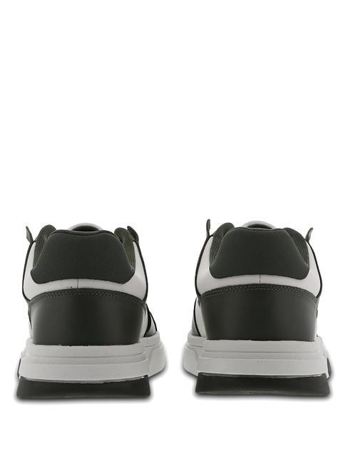 TOMMY JEANS Leather Cupsole Baskets en cuir vert &eacute;tain/&eacute;cru - Chaussures Homme