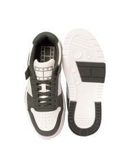 TOMMY HILFIGER TOMMY JEANS Leather Cupsole Baskets en cuir vert &eacute;tain/&eacute;cru - Chaussures Homme - 5