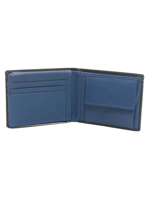 COLOR WALLET Portefeuille en cuir, avec porte-monnaie noir/marine - Portefeuilles Homme
