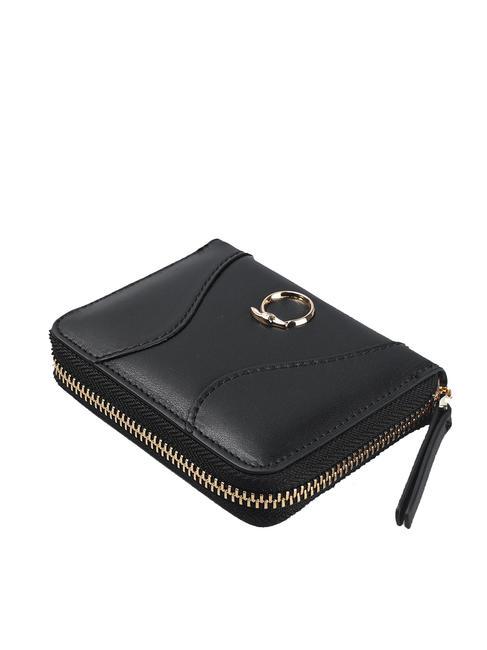 YUMA Petit portefeuille en cuir zipp&eacute; NOIR - Portefeuilles Femme