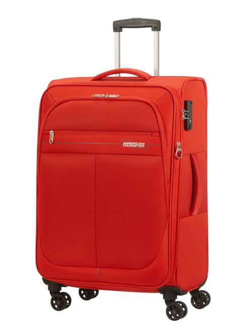 DEEP DIVE Lot de 3 chariots : cabine, moyen et grand extensible rouge / gris - Ensemble Valises
