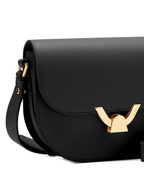 DEW Sac bandouli&egrave;re en cuir martel&eacute; Noir - Sacs pour Femme