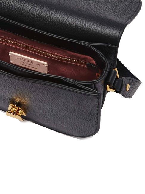 DEW Sac bandouli&egrave;re en cuir martel&eacute; Noir - Sacs pour Femme