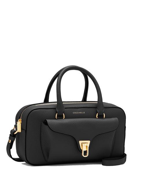 BEAT SOFT Sac &agrave; main en cuir avec bandouli&egrave;re Noir - Sacs pour Femme