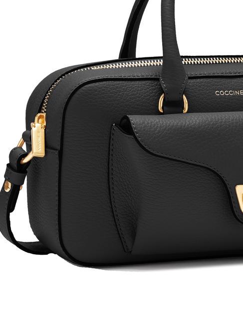 BEAT SOFT Sac &agrave; main en cuir avec bandouli&egrave;re Noir - Sacs pour Femme
