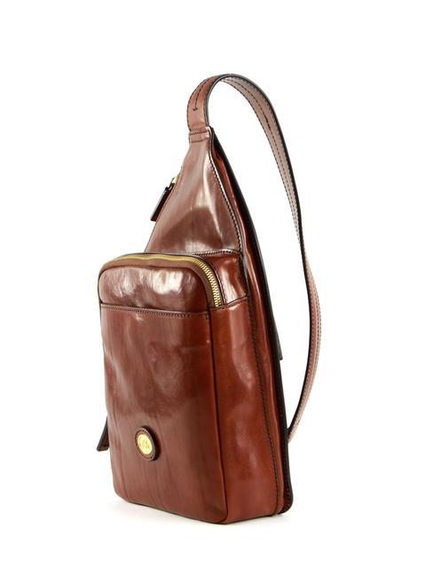 STORY UOMO Sac à dos à une épaule en cuir MARRON - Sacs à dos pour l'École & les Loisirs