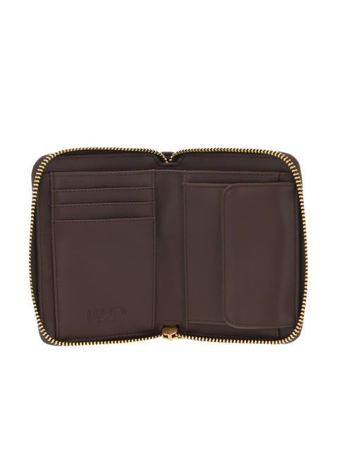 ACHALA Petit portefeuille zipp&eacute; autour lumi&egrave;re brune - Portefeuilles Femme