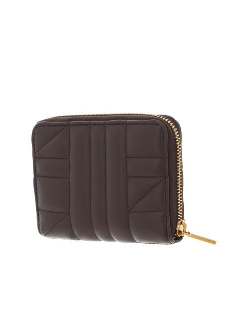 ACHALA Petit portefeuille zipp&eacute; autour lumi&egrave;re brune - Portefeuilles Femme