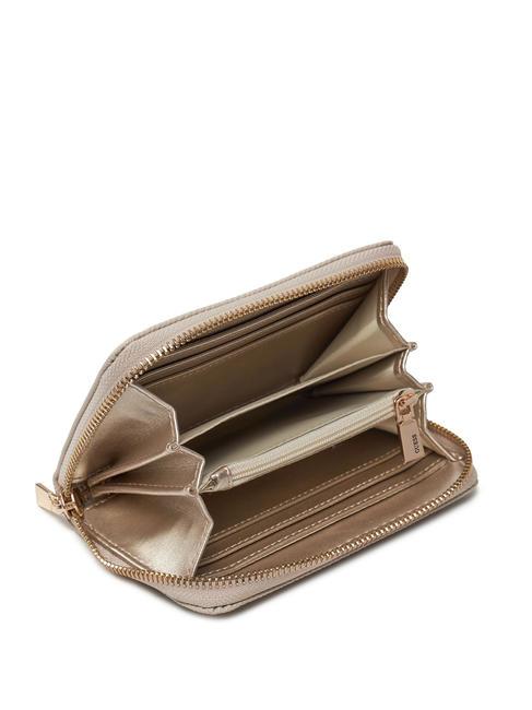 LAUREL Portefeuille moyen &agrave; fermeture &eacute;clair taupe - Portefeuilles Femme