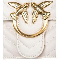 PINKO CLASSIC LOVE ONE Sac en cuir nappa blanc de soie-or antique - Sacs pour Femme - 4