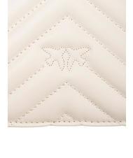 PINKO CLASSIC LOVE ONE Sac en cuir nappa blanc de soie-or antique - Sacs pour Femme - 5