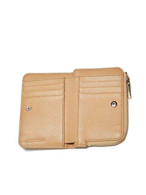 METALLIC SOFT Petit portefeuille en cuir textur&eacute; beige frais - Portefeuilles Femme
