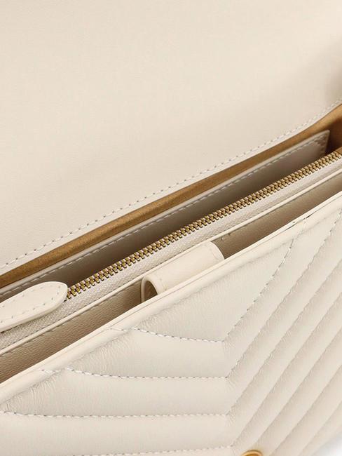 CLASSIC LADY LOVE BAG sac à chevrons blanc de soie-or antique - Sacs pour Femme