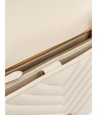 PINKO CLASSIC LADY LOVE BAG sac à chevrons blanc de soie-or antique - Sacs pour Femme - 4