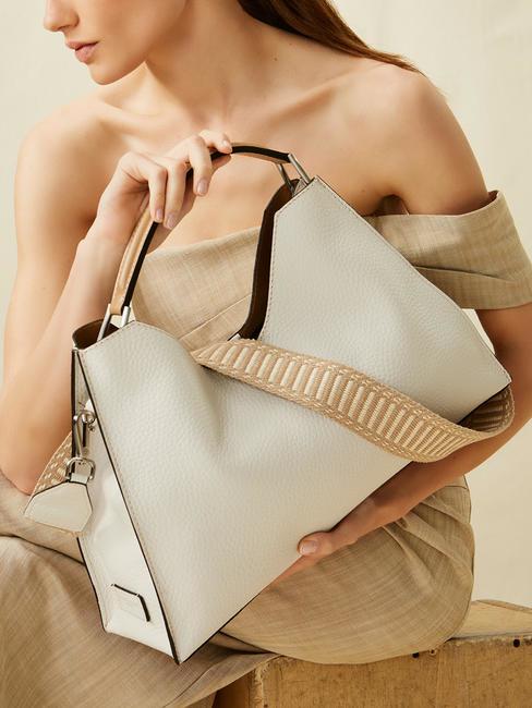 AURORA Sac &agrave; main en cuir avec pochette sable-nature - Sacs pour Femme