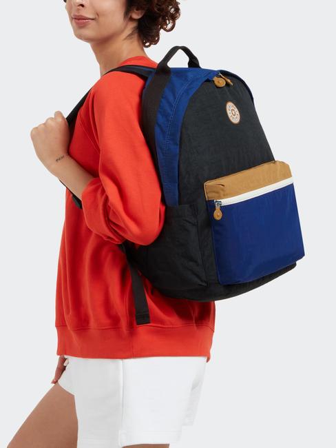 DAMIEN L Sac &agrave; dos avec support pour ordinateur 15,6" duo bleu beige - Sacs &agrave; dos pour l'&Eacute;cole & les Loisirs