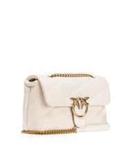 PINKO CLASSIC LOVE PUFF Sac en cuir nappa blanc de soie-or antique - Sacs pour Femme - 2