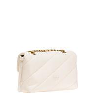 PINKO CLASSIC LOVE PUFF Sac en cuir nappa blanc de soie-or antique - Sacs pour Femme - 3