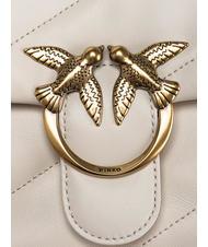 PINKO CLASSIC LOVE PUFF Sac en cuir nappa blanc de soie-or antique - Sacs pour Femme - 4