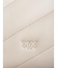 PINKO CLASSIC LOVE PUFF Sac en cuir nappa blanc de soie-or antique - Sacs pour Femme - 5