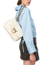 PINKO CLASSIC LOVE PUFF Sac en cuir nappa blanc de soie-or antique - Sacs pour Femme - 7