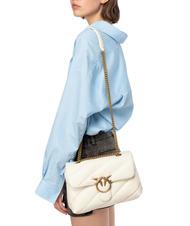 PINKO CLASSIC LOVE PUFF Sac en cuir nappa blanc de soie-or antique - Sacs pour Femme - 8