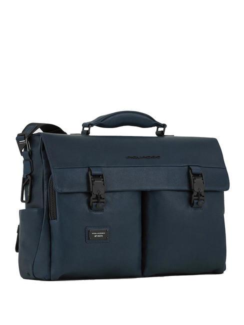 HARPER Mallette pour ordinateur portable 15,6", en cuir bleu - Porte Documents Travail